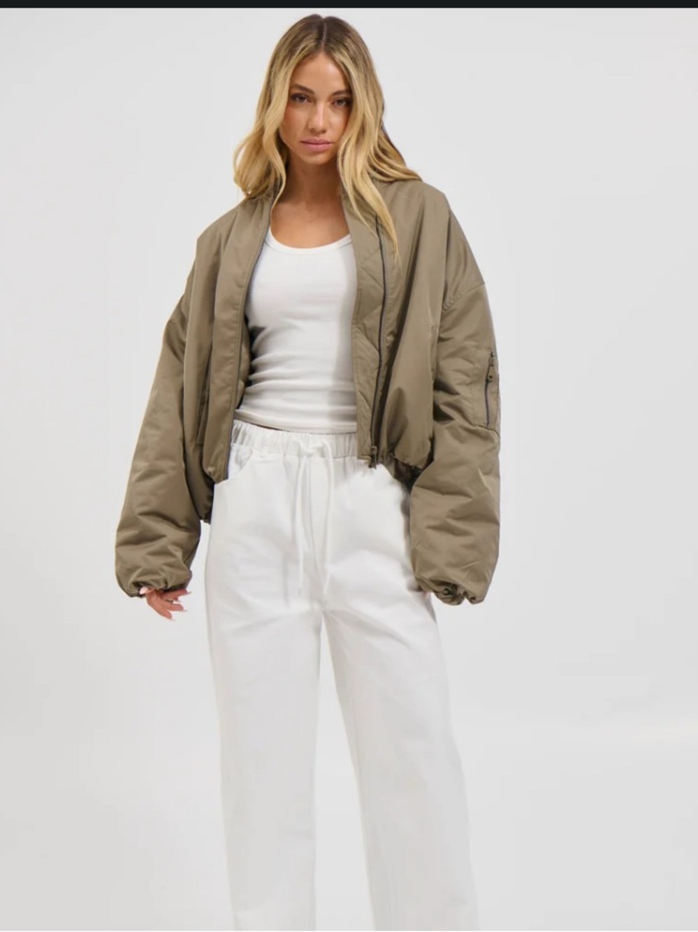 Bronze Snake oversized Dua Bomber Jacket - khaki -sold out online XS